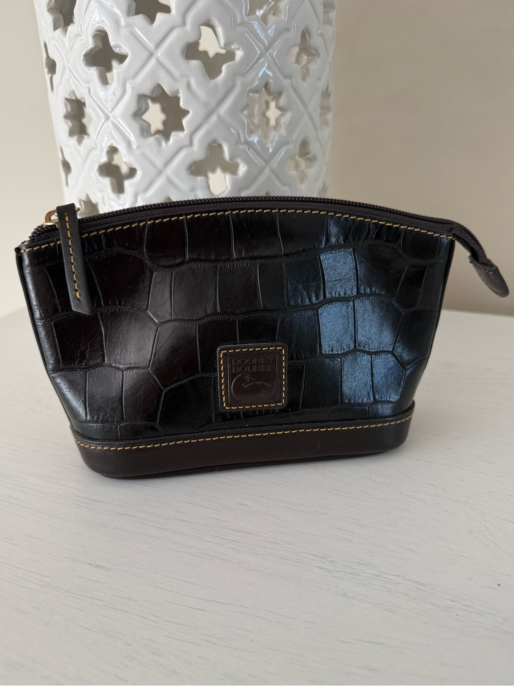 Dooney & Bourke Croc Embossed Leather Pouch Bag - Picture 10 of 11